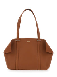 FERRAGAMO Ferragamo Women Tote Bag With Folded Sides And Logo Lettering On The Front In Brown Leather For Women
