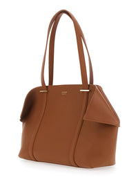 FERRAGAMO Ferragamo Women Tote Bag With Folded Sides And Logo Lettering On The Front In Brown Leather For Women