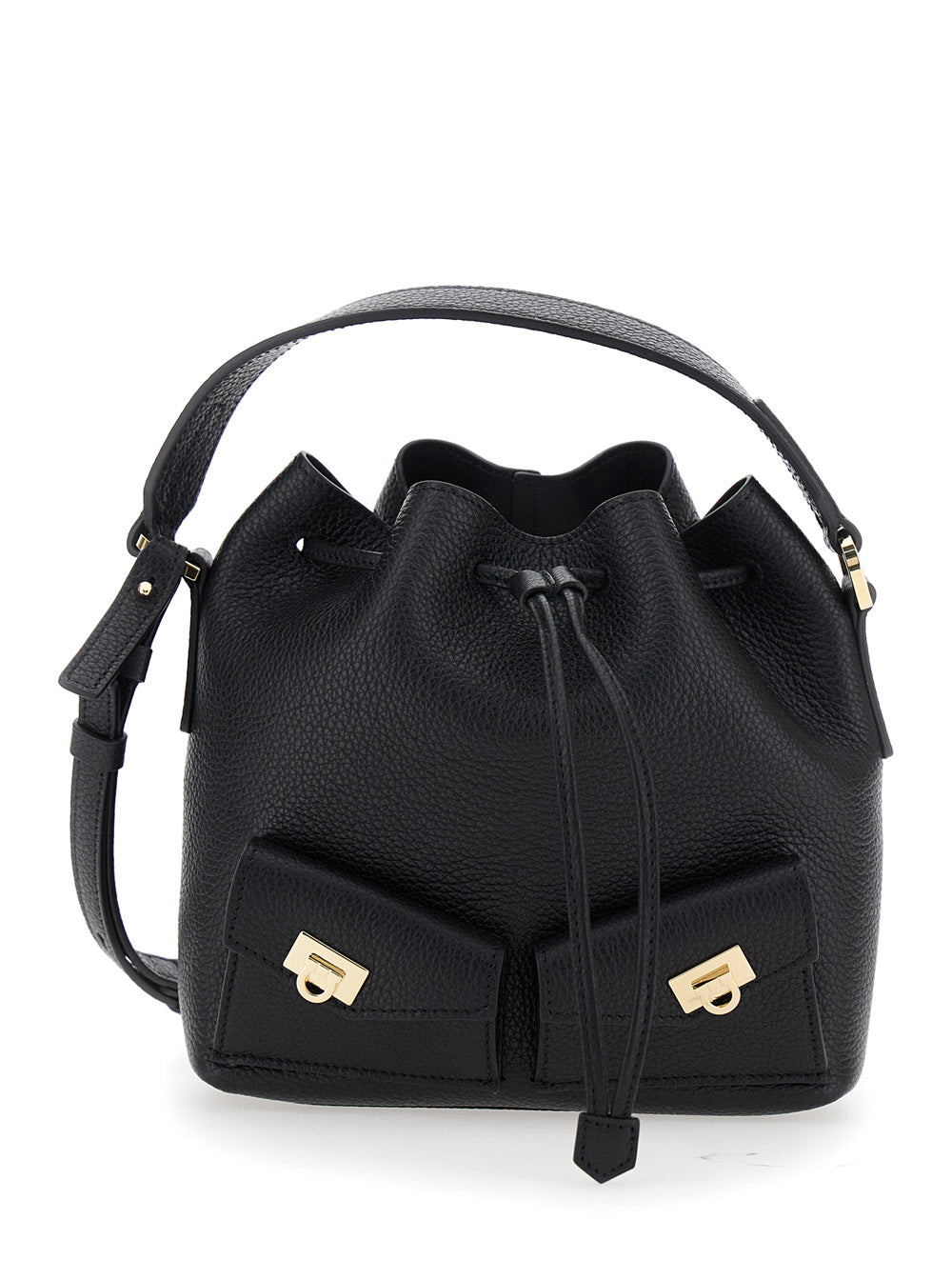 FERRAGAMO Ferragamo Women Black Crossbody Bag With Adjustable And Removable Strap And A Flat Top Handle In Grained Leather For Women