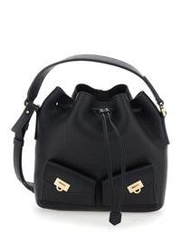 FERRAGAMO Ferragamo Women Black Crossbody Bag With Adjustable And Removable Strap And A Flat Top Handle In Grained Leather For Women