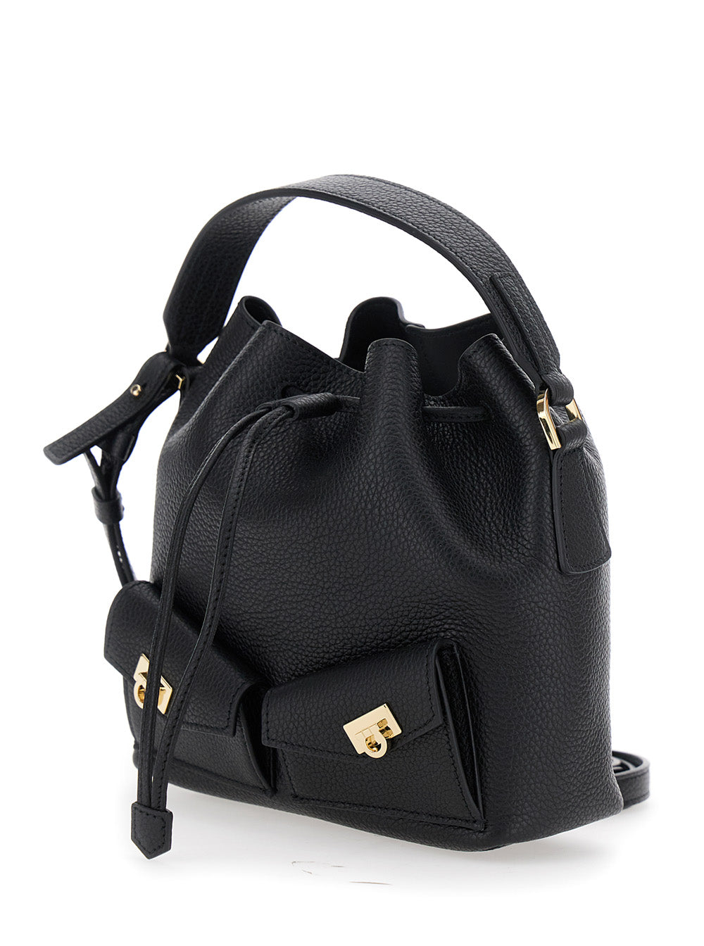 FERRAGAMO Ferragamo Women Black Crossbody Bag With Adjustable And Removable Strap And A Flat Top Handle In Grained Leather For Women