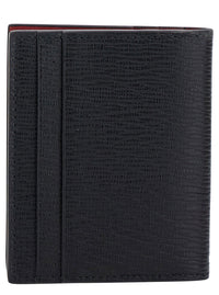 Ferragamo Men Card Holder With Gancini Detail In Black Leather For Men