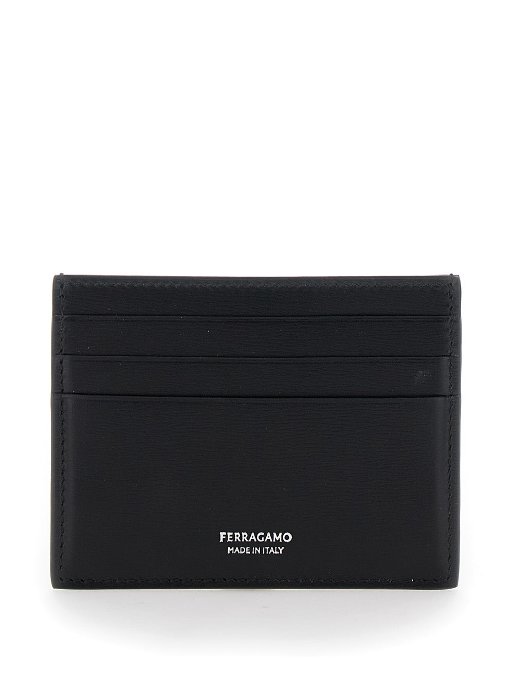 Ferragamo Men Card Holder 'Florence' With Logo Lettering On The Front In Black Leather For Men