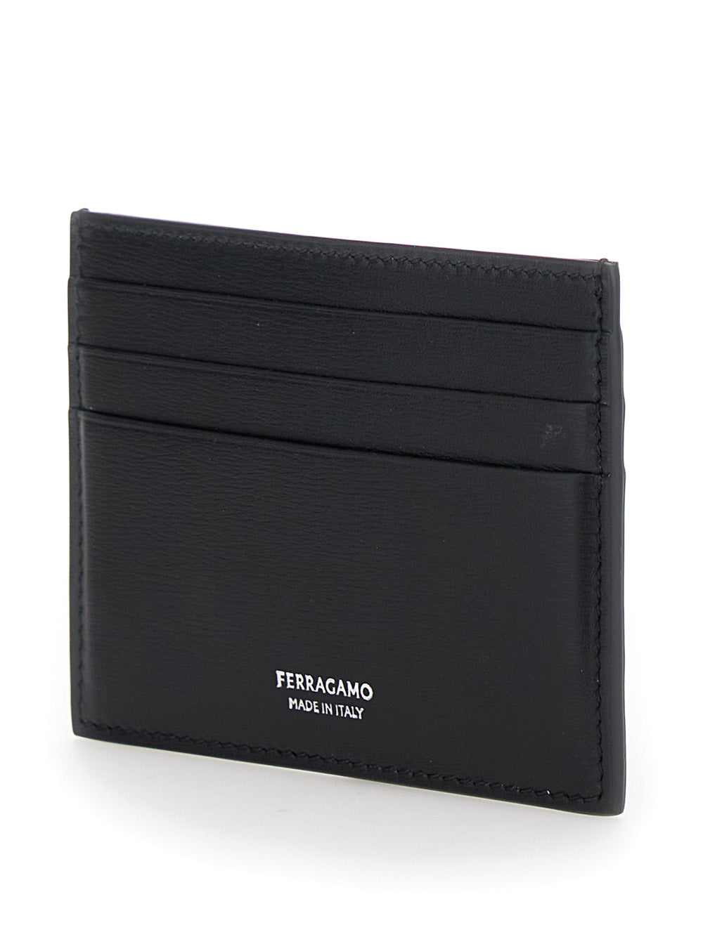 Ferragamo Men Card Holder 'Florence' With Logo Lettering On The Front In Black Leather For Men