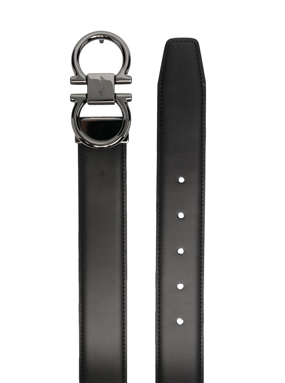 Ferragamo Men Reversible Belt With Gancini Detail In Black And Brown Smooth Leather For Men