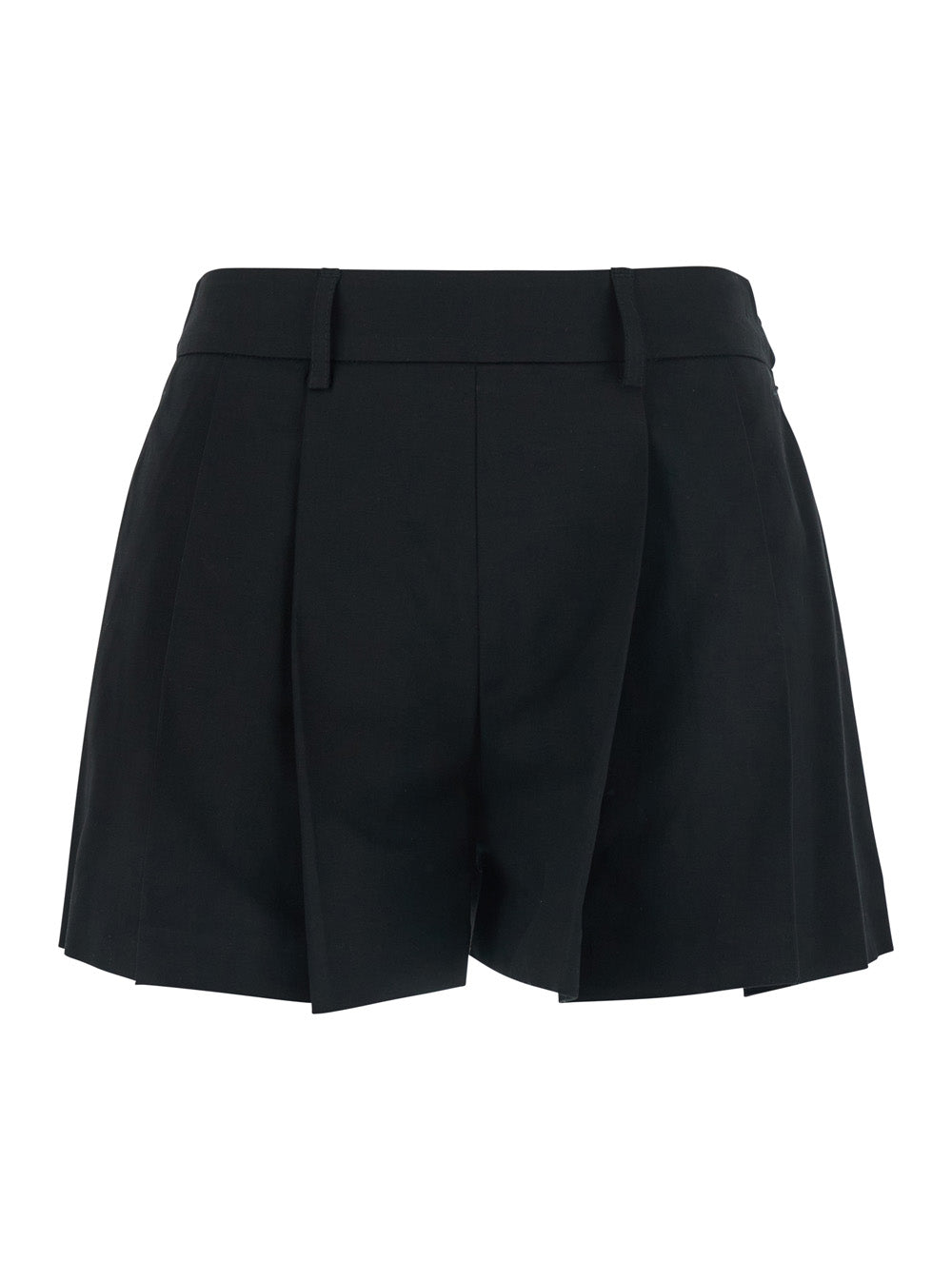 Leplain Women Black Shorts With Pleated Design In Fabric Women