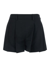 Leplain Women Black Shorts With Pleated Design In Fabric Women