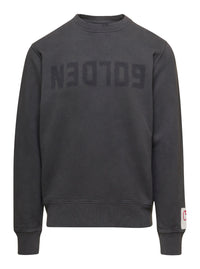 Golden Goose Men Gray Crewneck Sweatshirt With Logo Print In Cotton Men