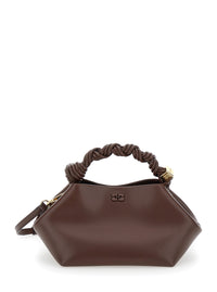 Ganni Women 'Small Ganni Bou' Brown Handbag With Butterfly Logo And Hand-Braided Strands In Leather Woman