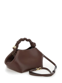 Ganni Women 'Small Ganni Bou' Brown Handbag With Butterfly Logo And Hand-Braided Strands In Leather Woman