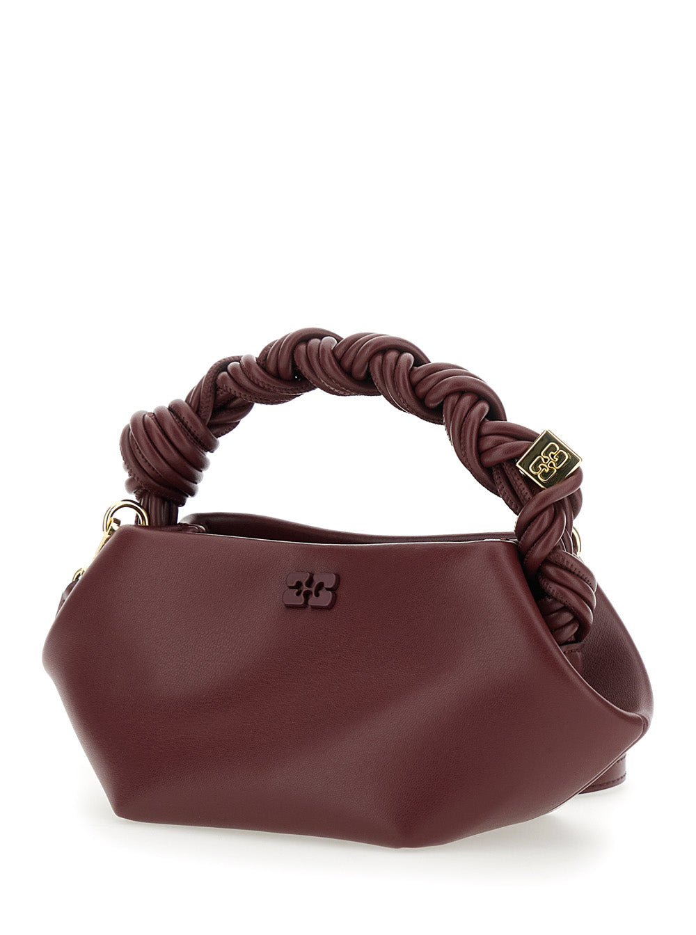 GANNI Ganni Women 'Bou' Bordeaux Mini Handbag With Braided Handle And Removable Shoulder Strap In Leather Woman
