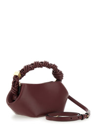 GANNI Ganni Women 'Bou' Bordeaux Mini Handbag With Braided Handle And Removable Shoulder Strap In Leather Woman