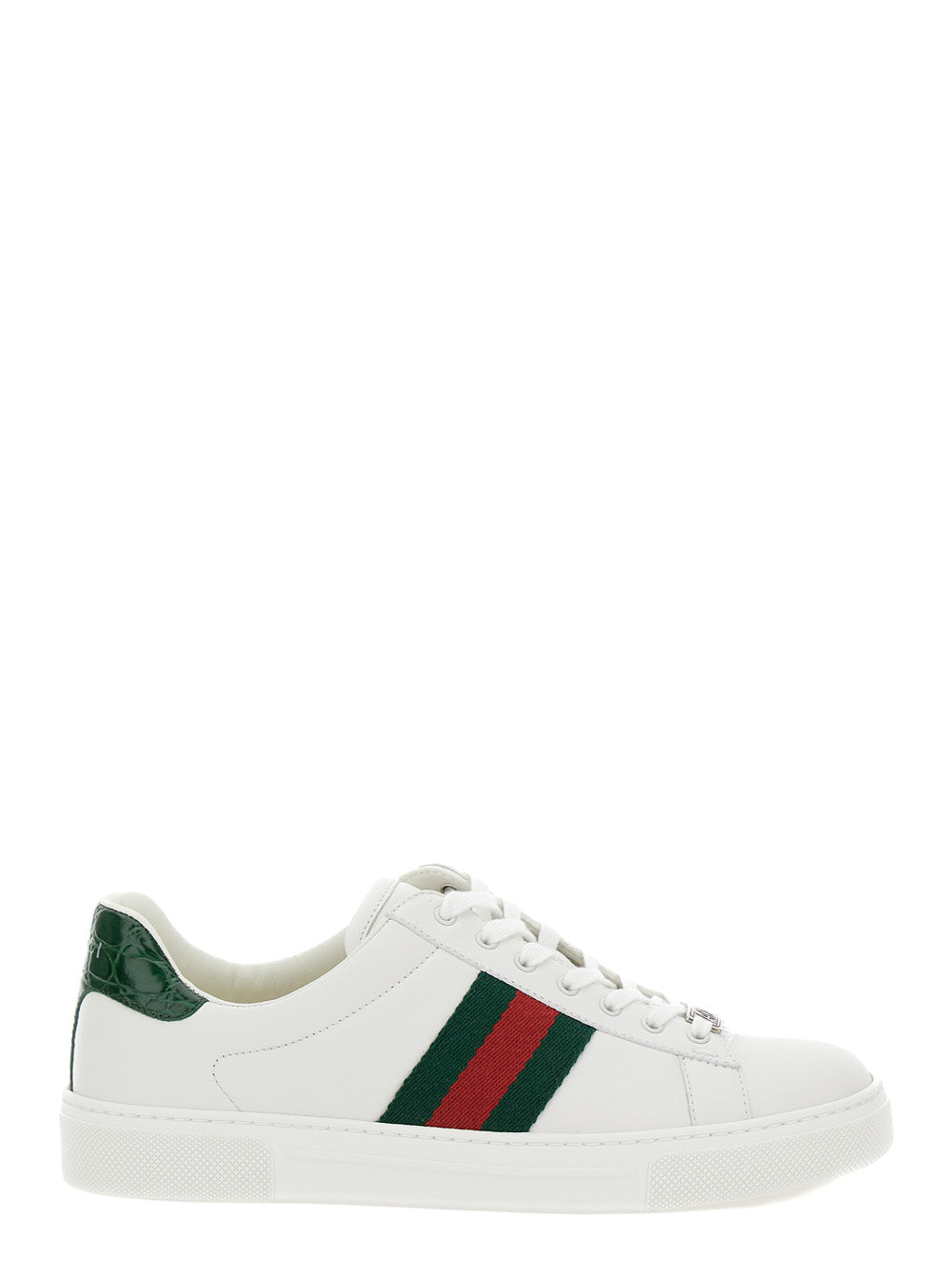 Gucci Women Low-Top Sneakers 'Ace' With Web Detail In White Leather For Women