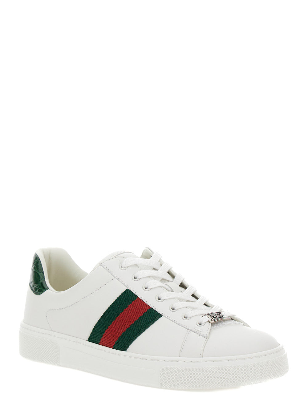 Gucci Women Low-Top Sneakers 'Ace' With Web Detail In White Leather For Women