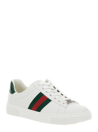 Gucci Women Low-Top Sneakers 'Ace' With Web Detail In White Leather For Women
