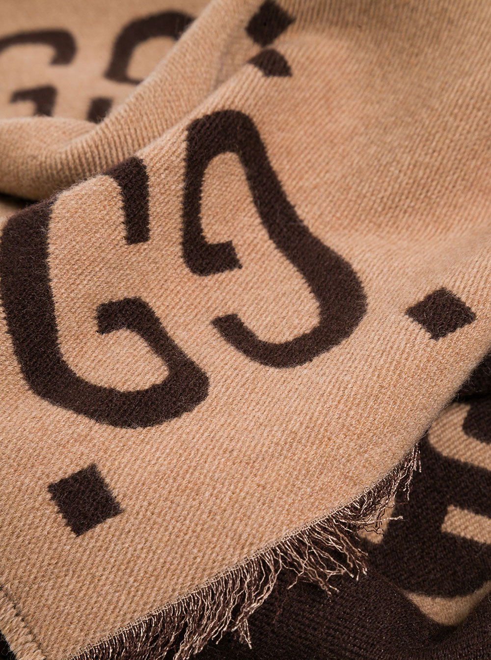 GUCCI Gucci Men Scarf With Gg Logo In Wool And Silk Beige And Brown For Women