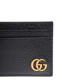 Gucci Men Card Holder With Gg Plaque On The Front In Black Leather For Men