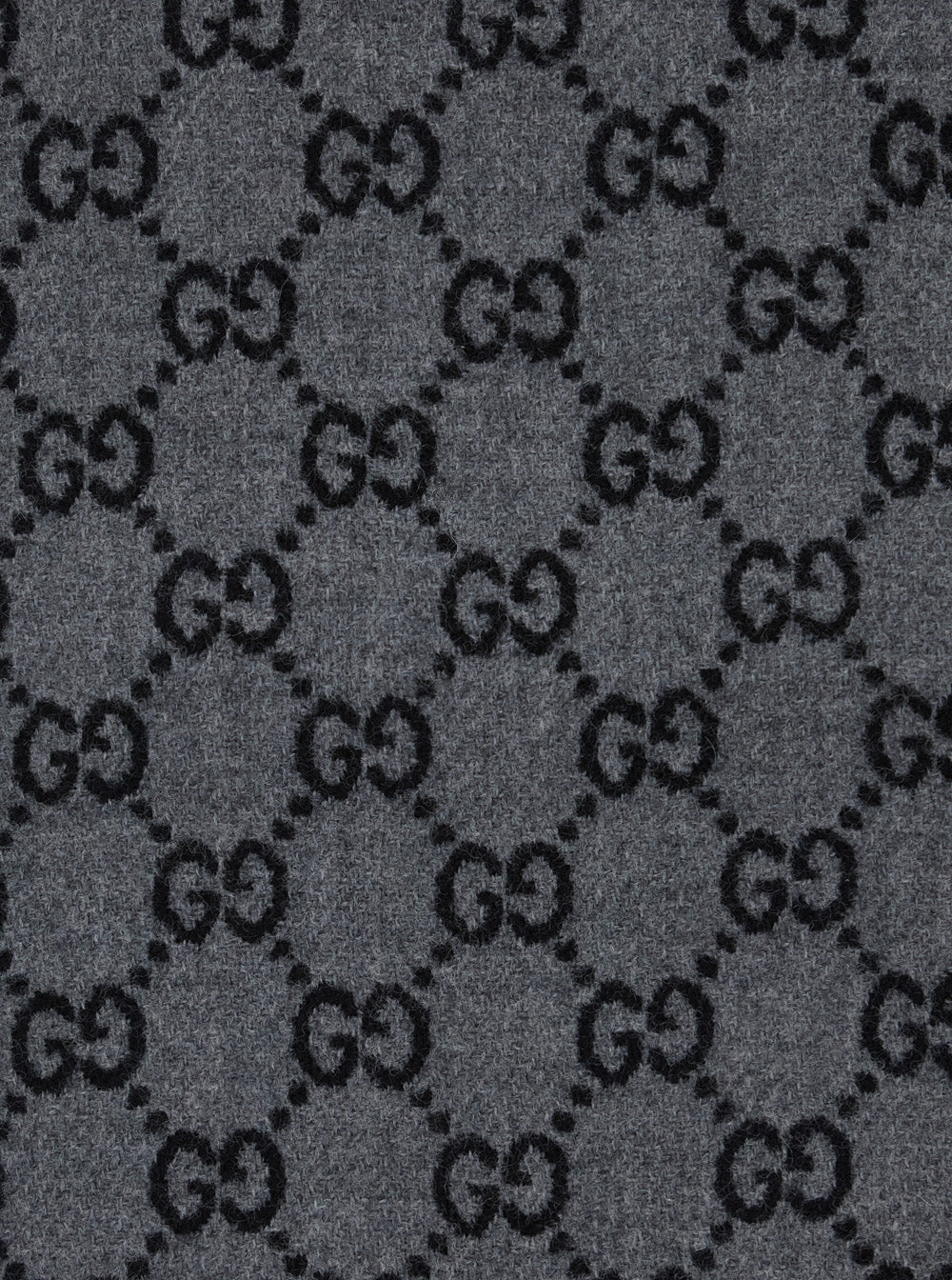 GUCCI Gucci Men Scarf 'Gg' With Fringed Edge In Gray Wool Men