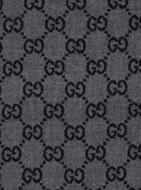 GUCCI Gucci Men Scarf 'Gg' With Fringed Edge In Gray Wool Men