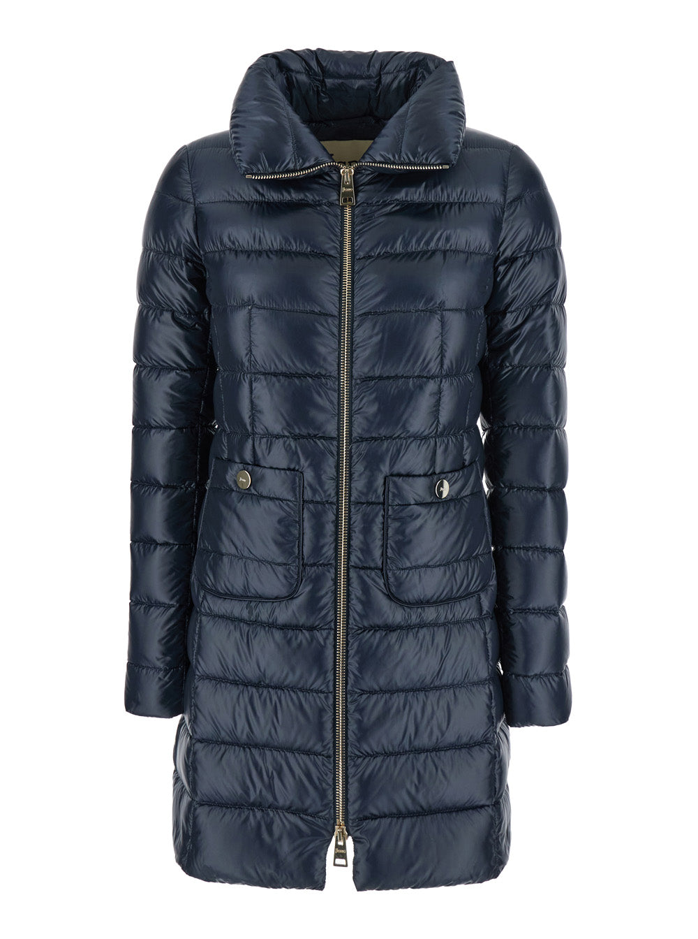 HERNO Herno Women Blue Down Jacket With Zip Closure And Two Patch Pockets In Tech Fabric For Women