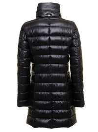Herno Women Long Down Jacket With High Collar And Long Sleeves In Tech Fabric Black Woman
