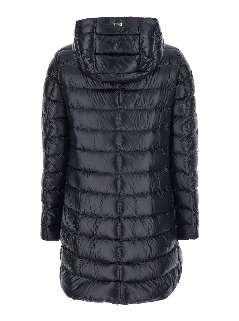 Herno Women Down Jacket With Fixed Hood And Zip Pockets In Black Tech Fabric For Women