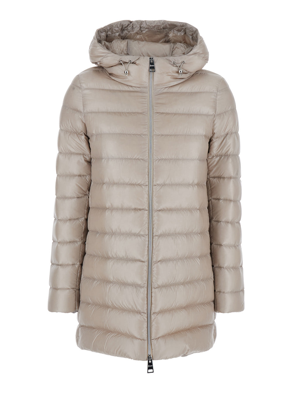 Herno Women Down Jacket With Hood And Drawstring In Tech Fabric Beige Women