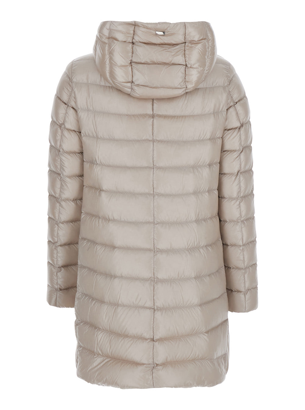 Herno Women Down Jacket With Hood And Drawstring In Tech Fabric Beige Women