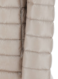 Herno Women Down Jacket With Hood And Drawstring In Tech Fabric Beige Women