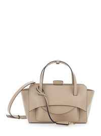 HIDESINS Hidesins Women Beige Handbag Small With Logo Lettering On The Front In Leather For Women