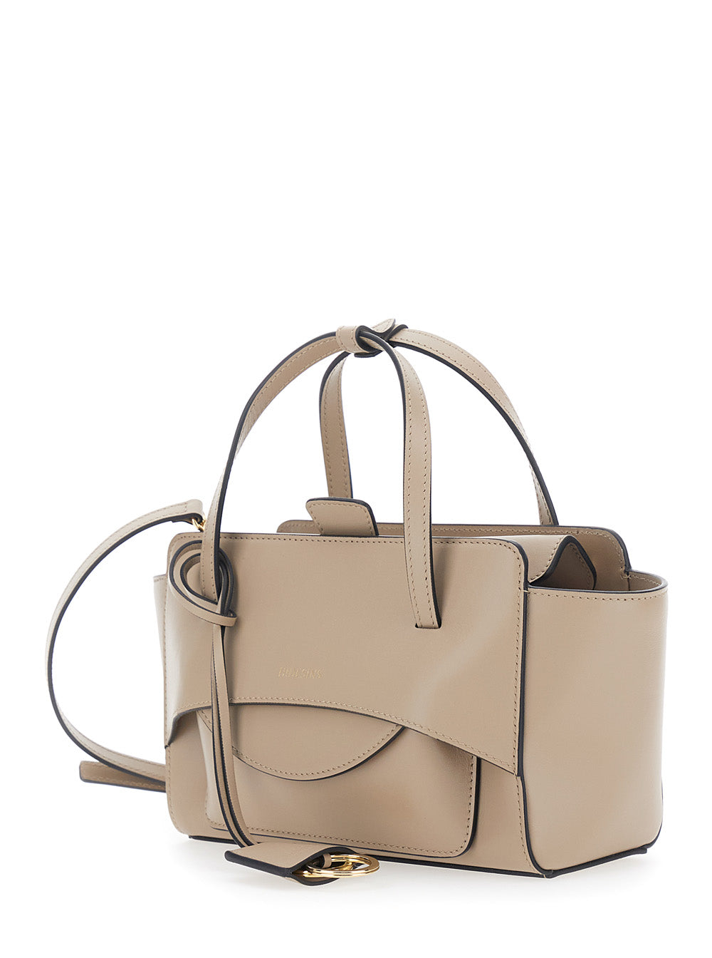 HIDESINS Hidesins Women Beige Handbag Small With Logo Lettering On The Front In Leather For Women