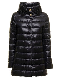 Herno Women Down Jacket Amelia With High Collar In Black Tech Fabric Women