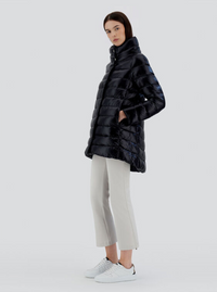 Herno Women Down Jacket Amelia With High Collar In Black Tech Fabric Women