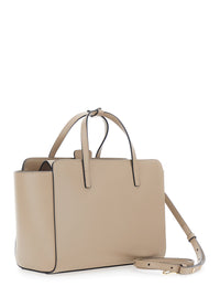 HIDESINS Hidesins Women Beige Handbag Medium With Logo Lettering On The Front In Leather For Women