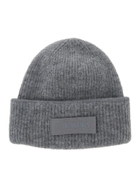 Jacquemus Men Hat 'Le Bonnet Gros Grain' With Logo Patch On The Brim In Cashmere And Gray Wool For Men