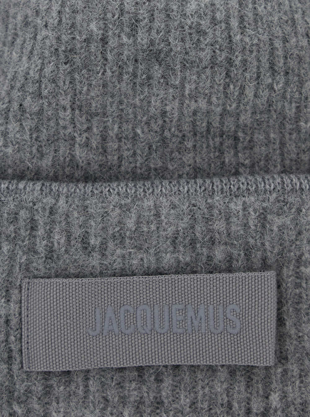Jacquemus Men Hat 'Le Bonnet Gros Grain' With Logo Patch On The Brim In Cashmere And Gray Wool For Men