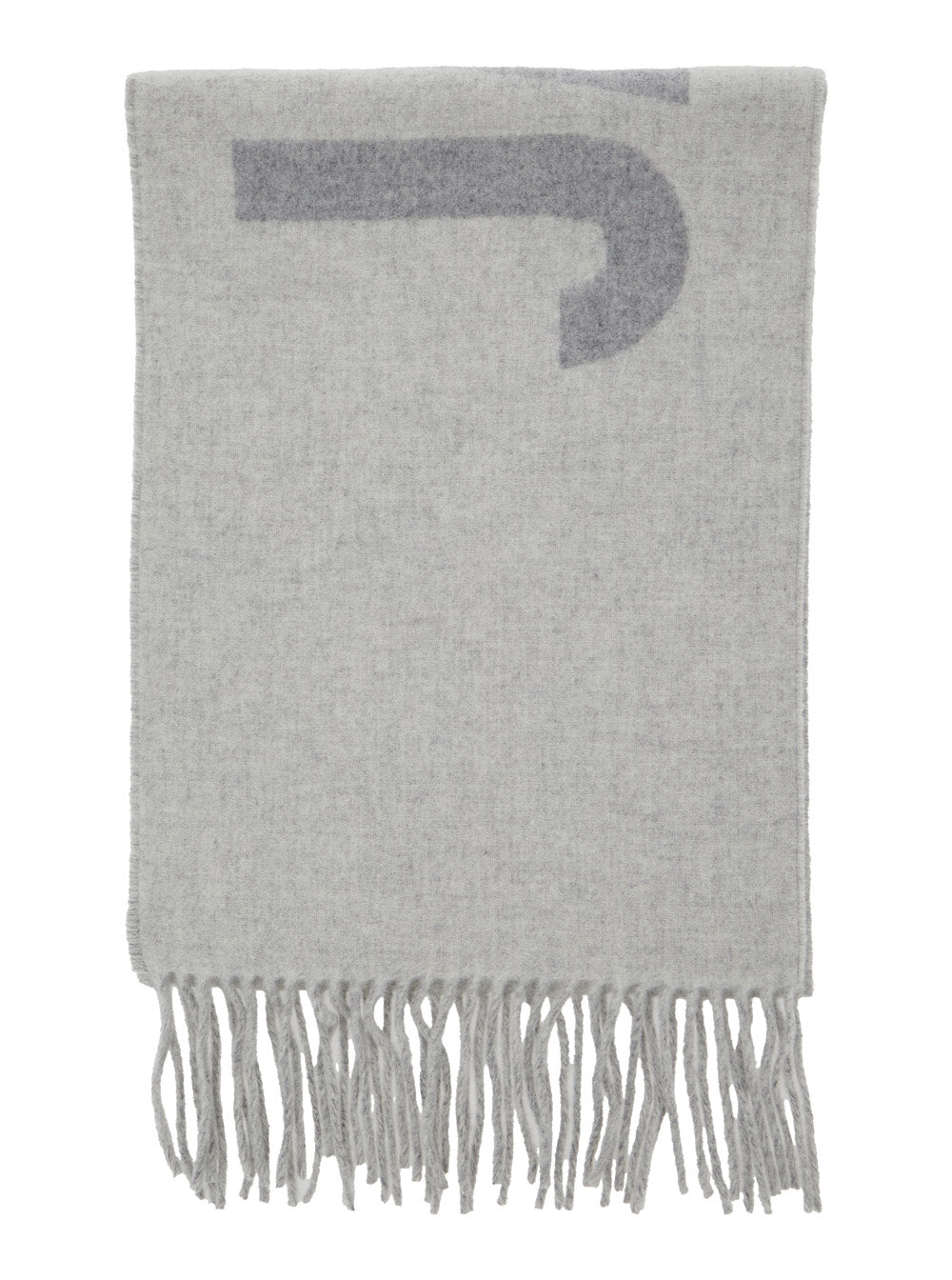 Jacquemus Men Scarf 'L'echarpe Jacquemus' With Maxi Logo Lettering And Fringed Edge In Gray For Men