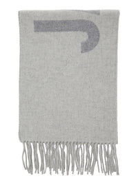 Jacquemus Men Scarf 'L'echarpe Jacquemus' With Maxi Logo Lettering And Fringed Edge In Gray For Men