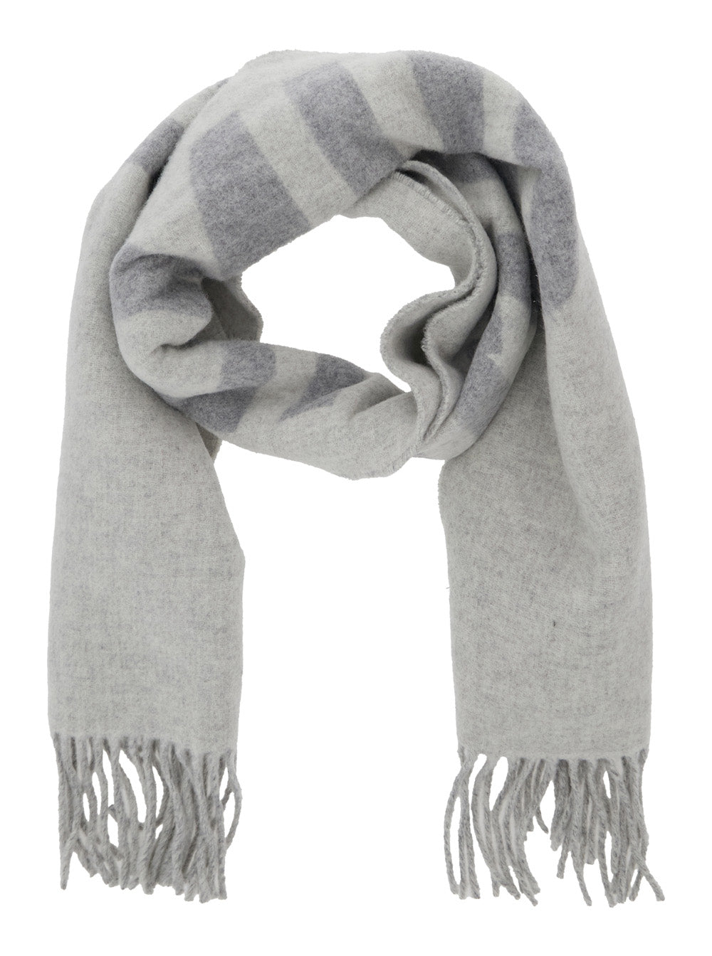 Jacquemus Men Scarf 'L'echarpe Jacquemus' With Maxi Logo Lettering And Fringed Edge In Gray For Men