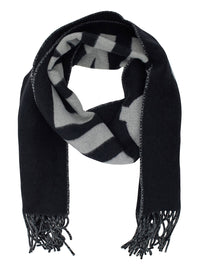 Jacquemus Men Scarf 'L'echarpe Jacquemus' With Maxi Logo Lettering And Fringed Edge In Black Wool Men