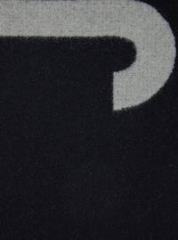 Jacquemus Men Scarf 'L'echarpe Jacquemus' With Maxi Logo Lettering And Fringed Edge In Black Wool Men