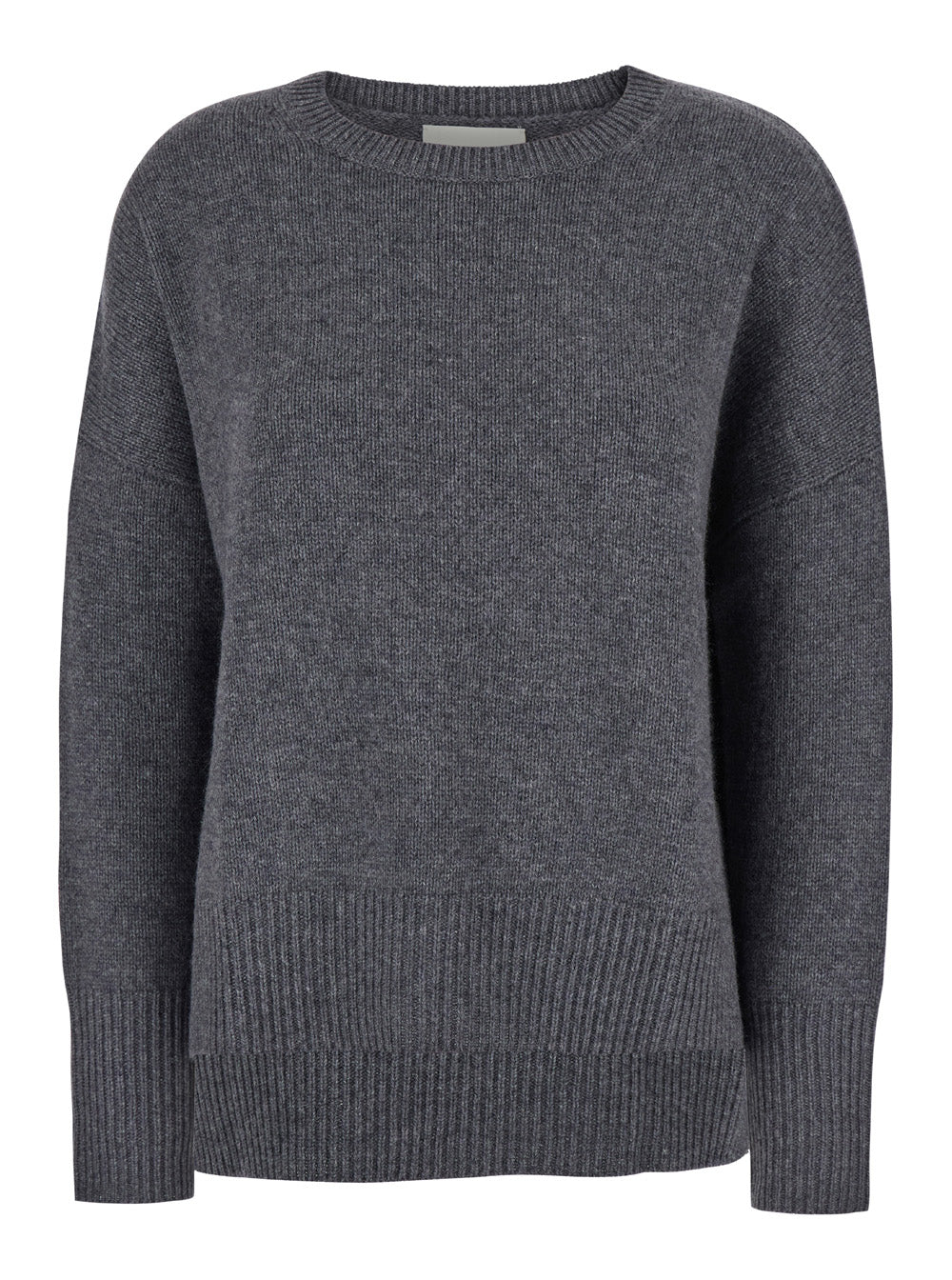 Lisa Yang Women Sweater With U-Neck And Long Sleeves In Gray Cashmere For Women