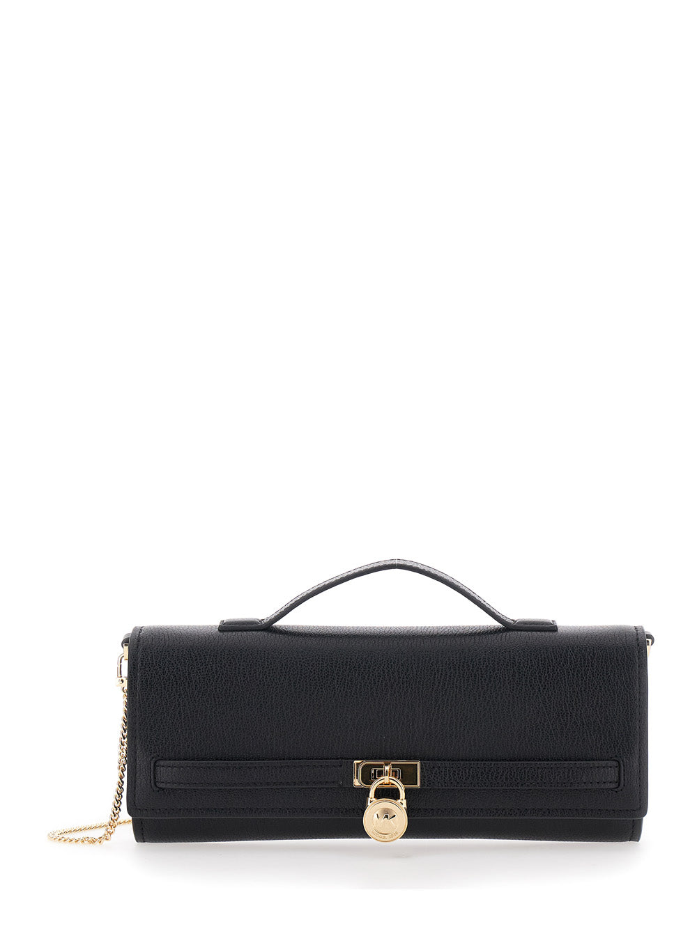 MICHAEL MICHAEL KORS Michael Michael Kors Women Clutch 'Hamilton Moderne' With Padlock Detail On The Front In Grained Black Leather For Women