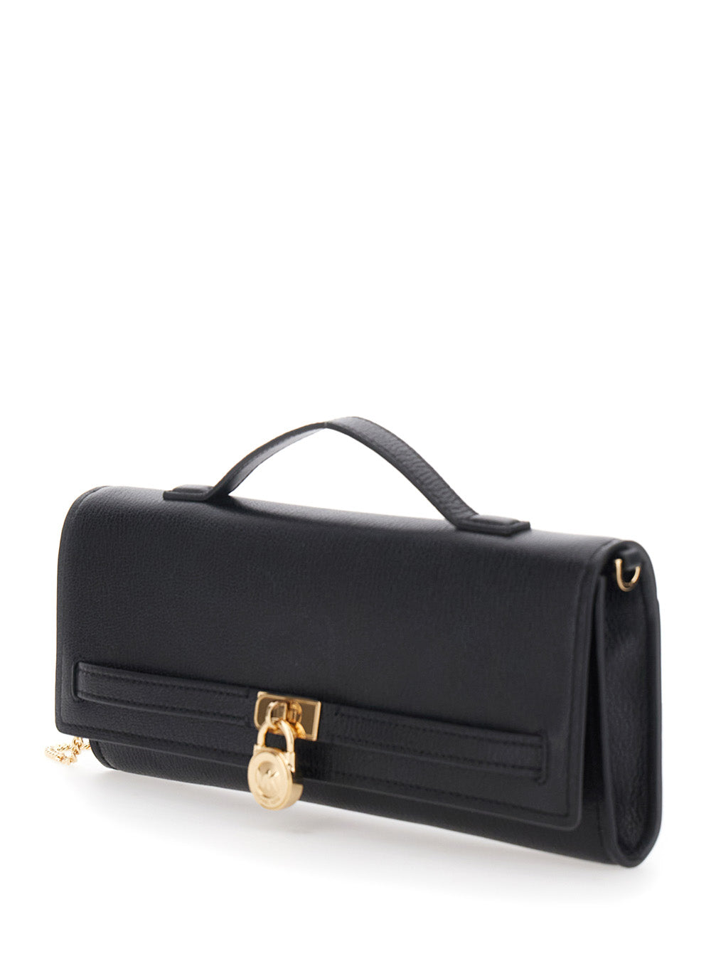 MICHAEL MICHAEL KORS Michael Michael Kors Women Clutch 'Hamilton Moderne' With Padlock Detail On The Front In Grained Black Leather For Women