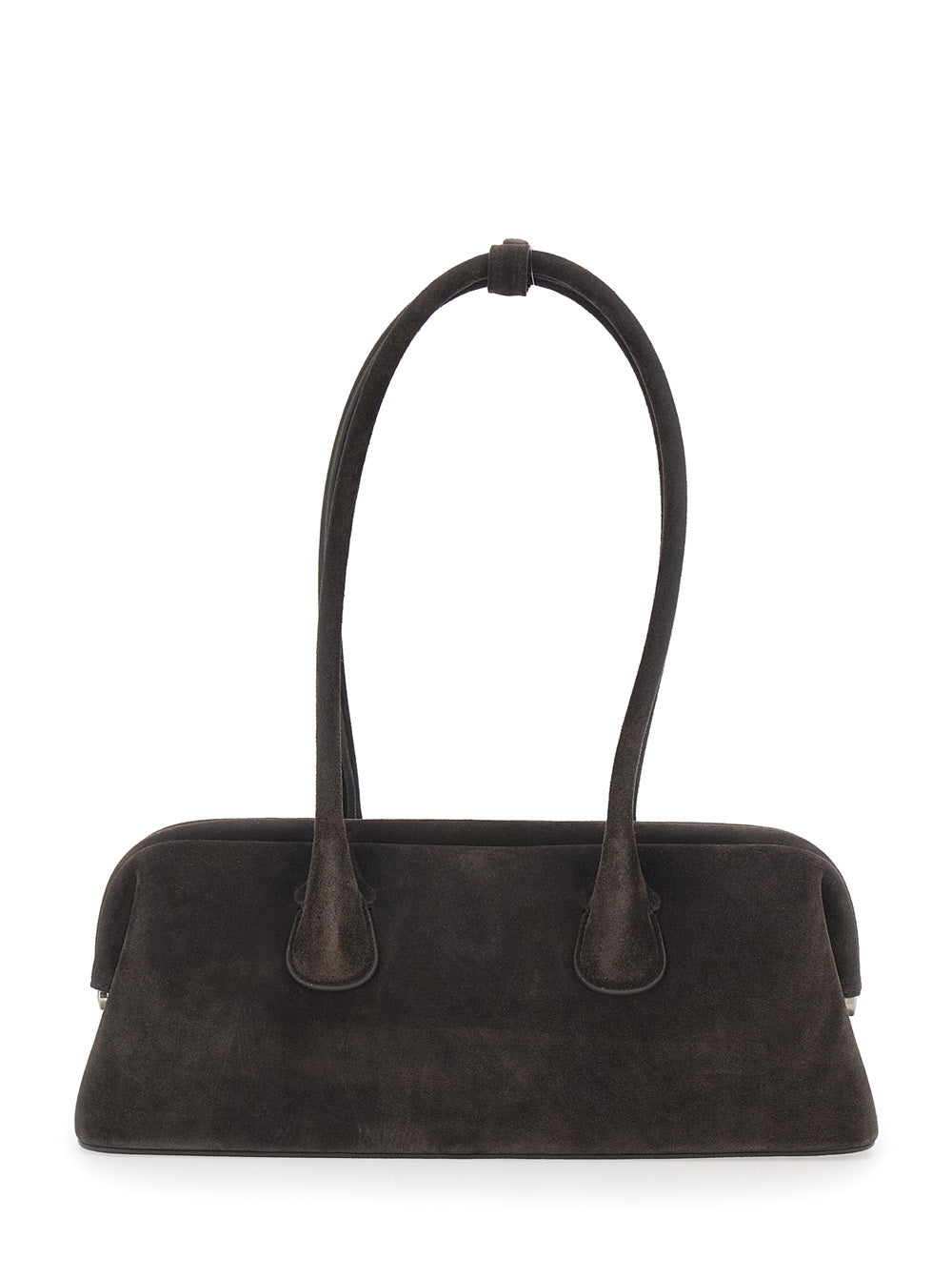 Osoi Women 'Boat Wide' Brown Shoulder Bag With Round Handles In Suede Women