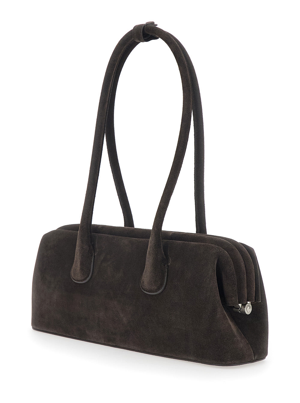 Osoi Women 'Boat Wide' Brown Shoulder Bag With Round Handles In Suede Women