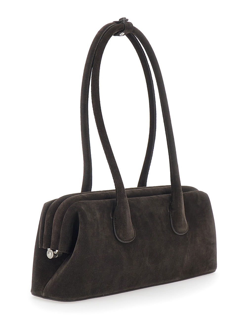 Osoi Women 'Boat Wide' Brown Shoulder Bag With Round Handles In Suede Women