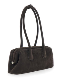 Osoi Women 'Boat Wide' Brown Shoulder Bag With Round Handles In Suede Women