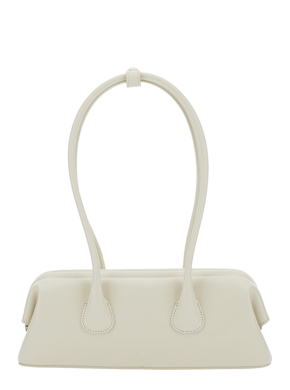 OSOI Osoi Women 'Boat Wide Mini' White Shoulder Bag With Round Handles And Logo Lettering On The Front In Leather For Women