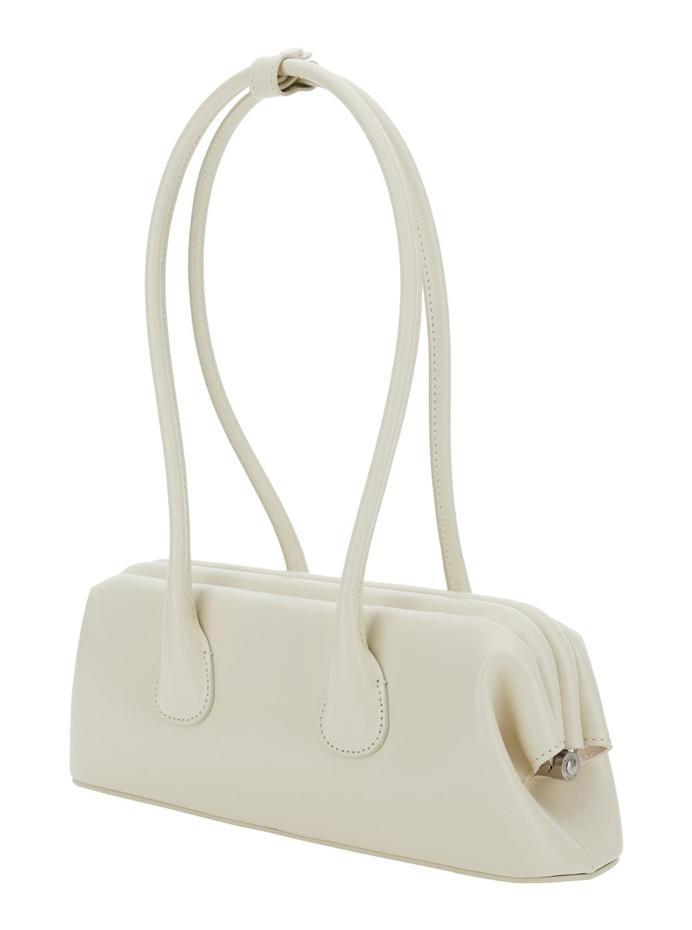 OSOI Osoi Women 'Boat Wide Mini' White Shoulder Bag With Round Handles And Logo Lettering On The Front In Leather For Women
